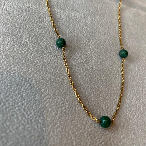 HP🎉Vintage18k Solid Gold Rope & Jade Necklace - Picture 4 of 7